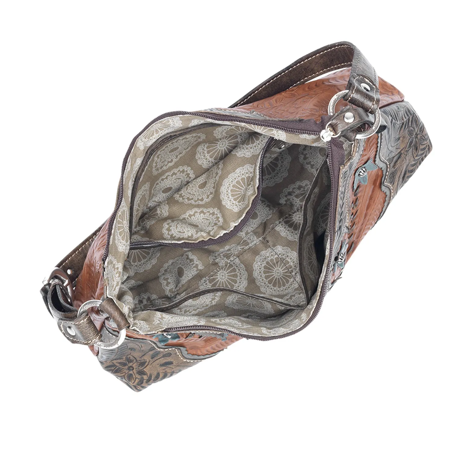 American West Cowtown Brindle Hair-On Leather Zip Top Shoulder Bag