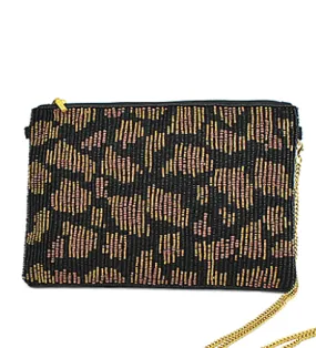 Black and Brown Seed Bead Clutch Bag