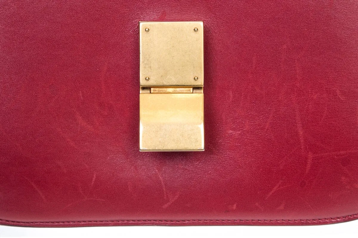 Celine Red Calf Hair Box Handbag