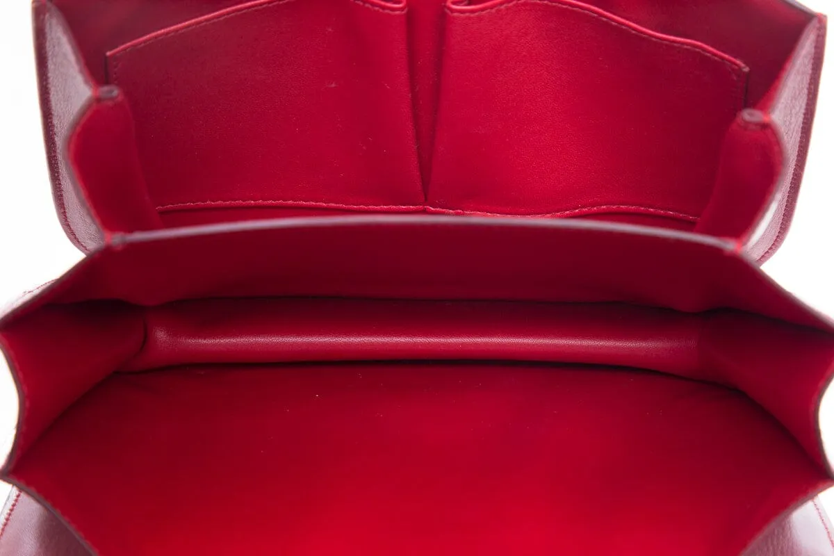 Celine Red Calf Hair Box Handbag