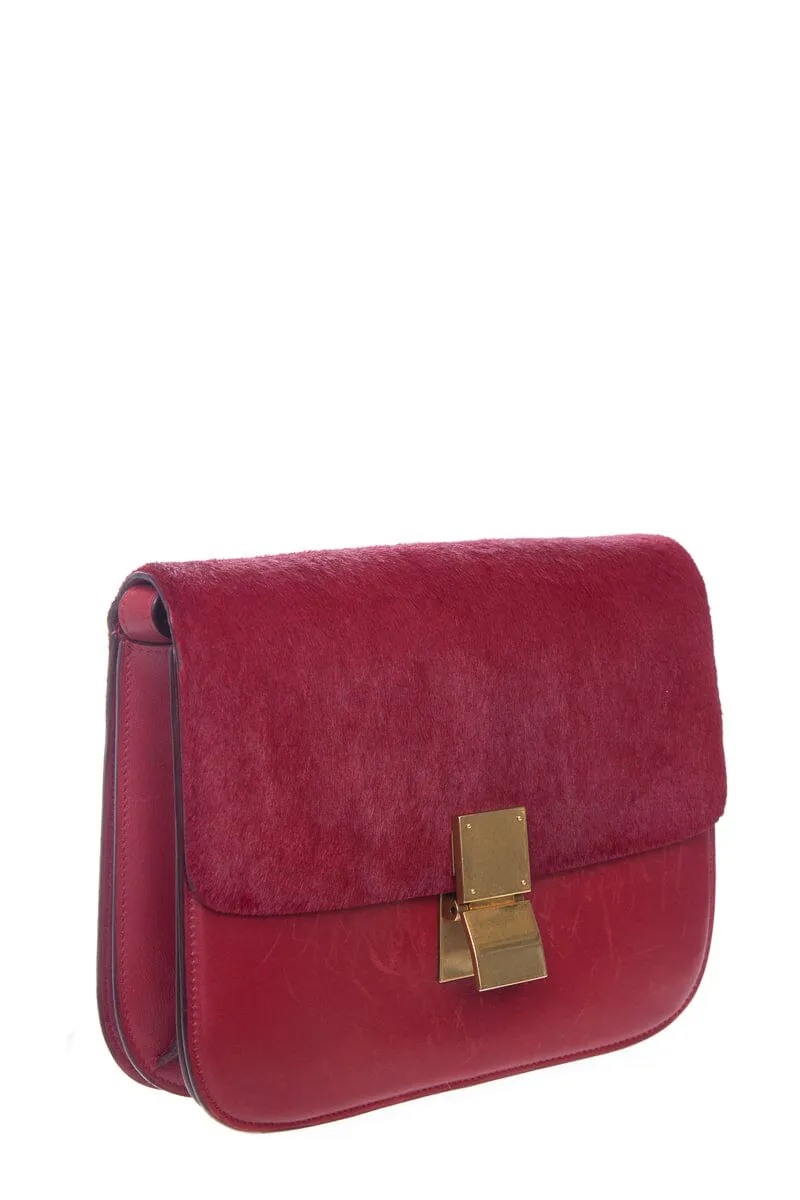 Celine Red Calf Hair Box Handbag