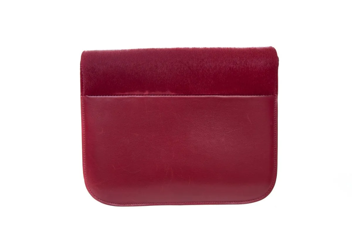 Celine Red Calf Hair Box Handbag