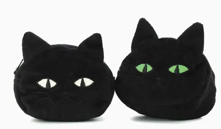 Coin Purse Keychain - Furry Black Cat