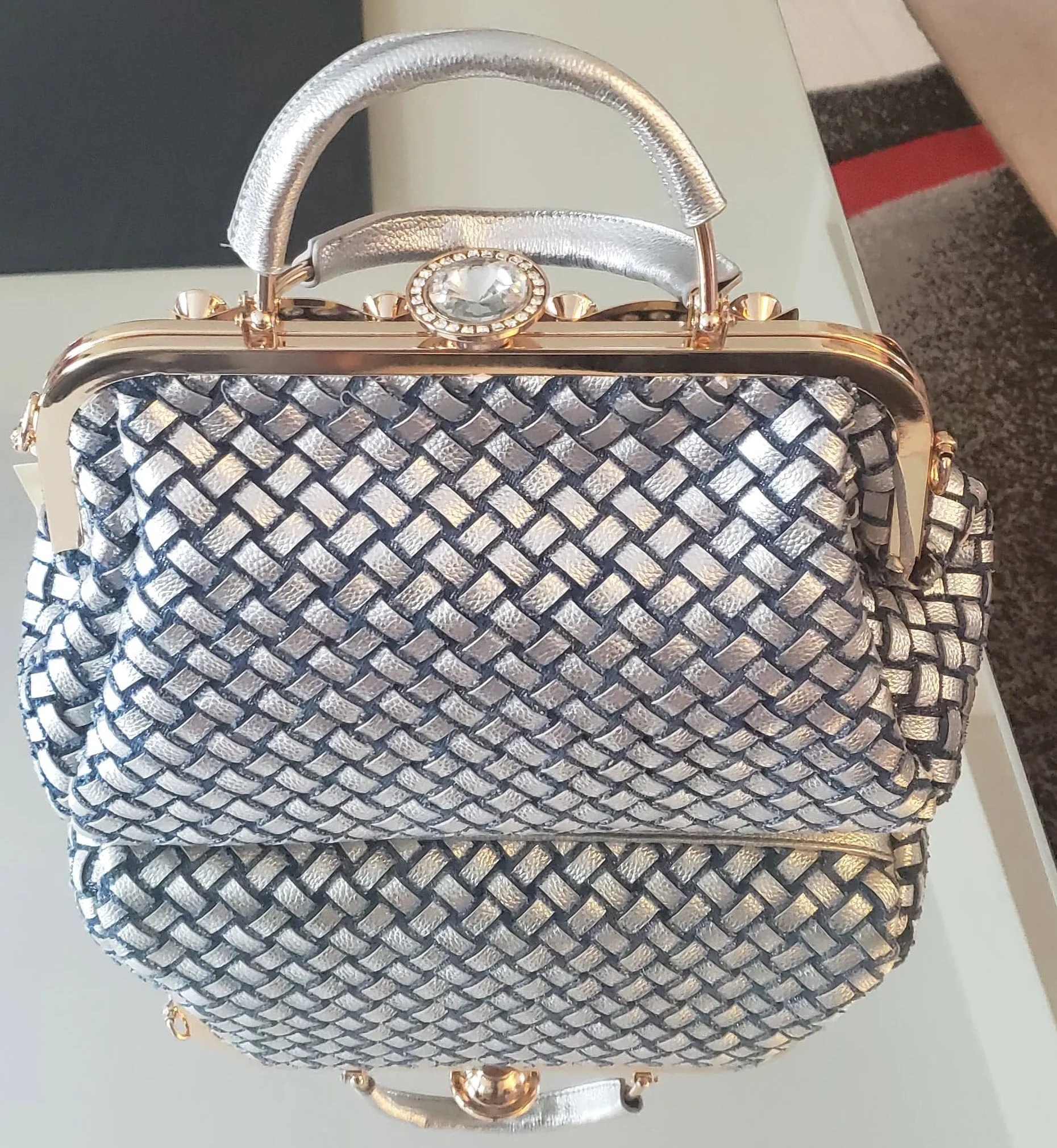 Dark Denim Rhinestone Handbag