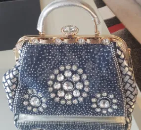 Dark Denim Rhinestone Handbag