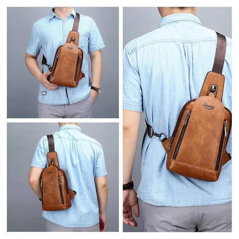 Durable Travel & Hiking Cross Body Shoulder Large Capacity Leather Sling Bag