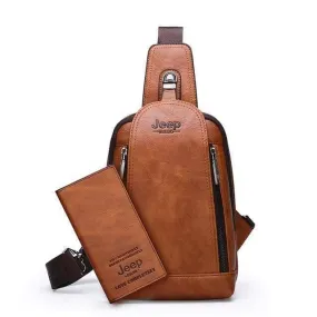 Durable Travel & Hiking Cross Body Shoulder Large Capacity Leather Sling Bag