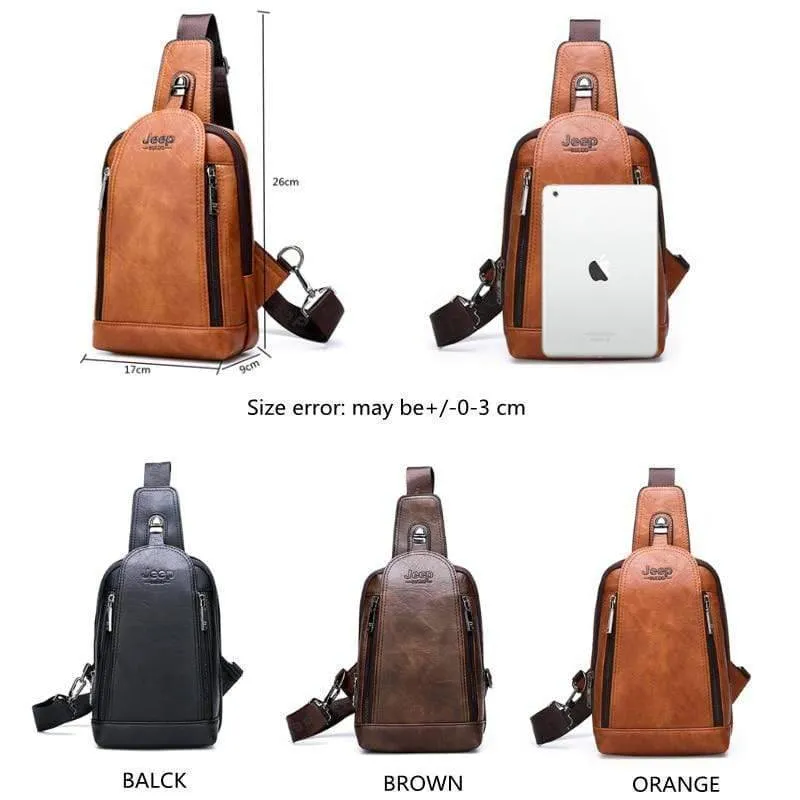 Durable Travel & Hiking Cross Body Shoulder Large Capacity Leather Sling Bag