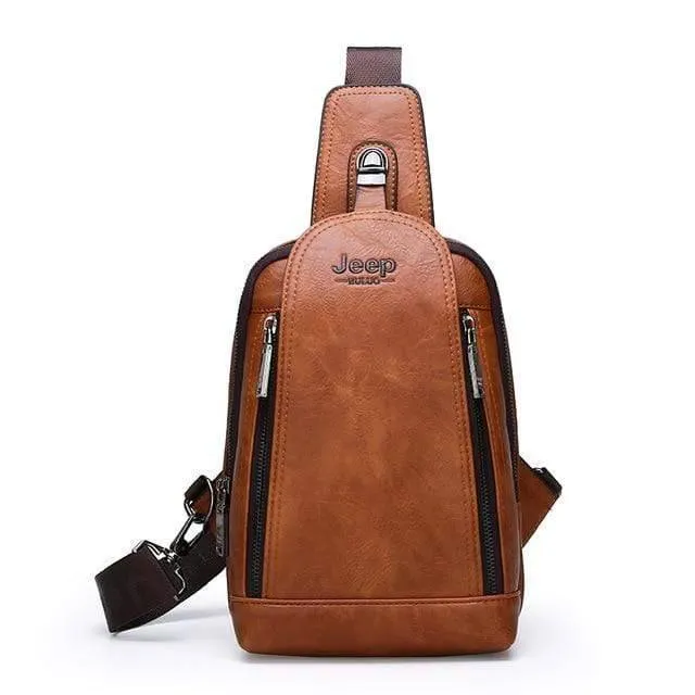Durable Travel & Hiking Cross Body Shoulder Large Capacity Leather Sling Bag