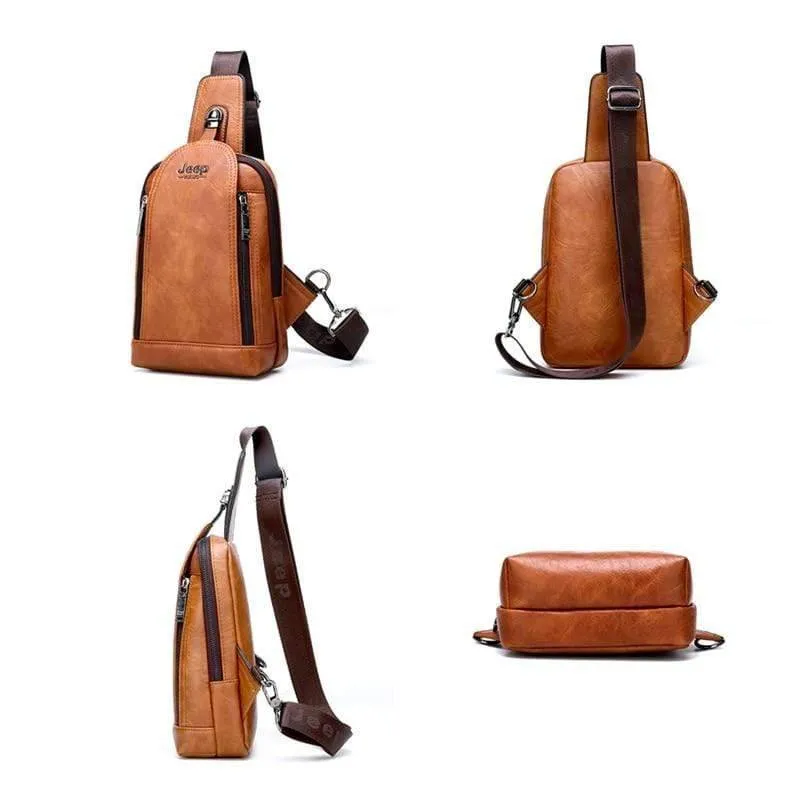 Durable Travel & Hiking Cross Body Shoulder Large Capacity Leather Sling Bag