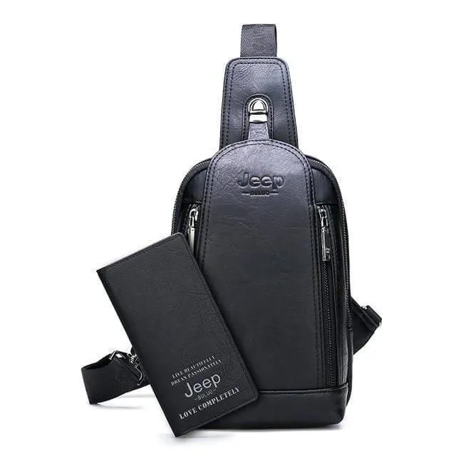 Durable Travel & Hiking Cross Body Shoulder Large Capacity Leather Sling Bag