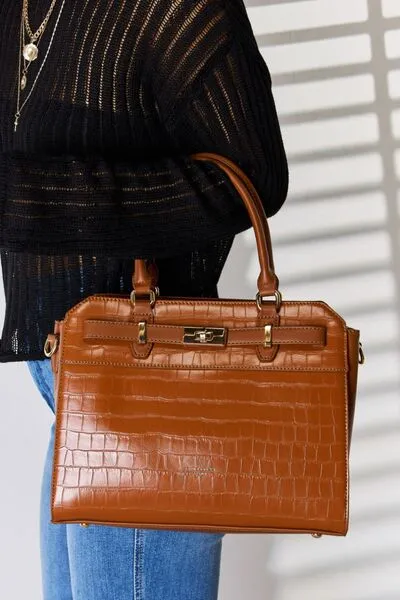 Hazel Blues® |  David Jones Texture PU Leather Handbag