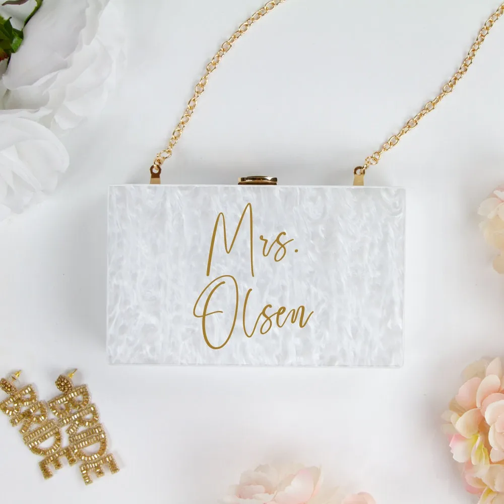 Mrs. Last Name Acrylic Box Clutch