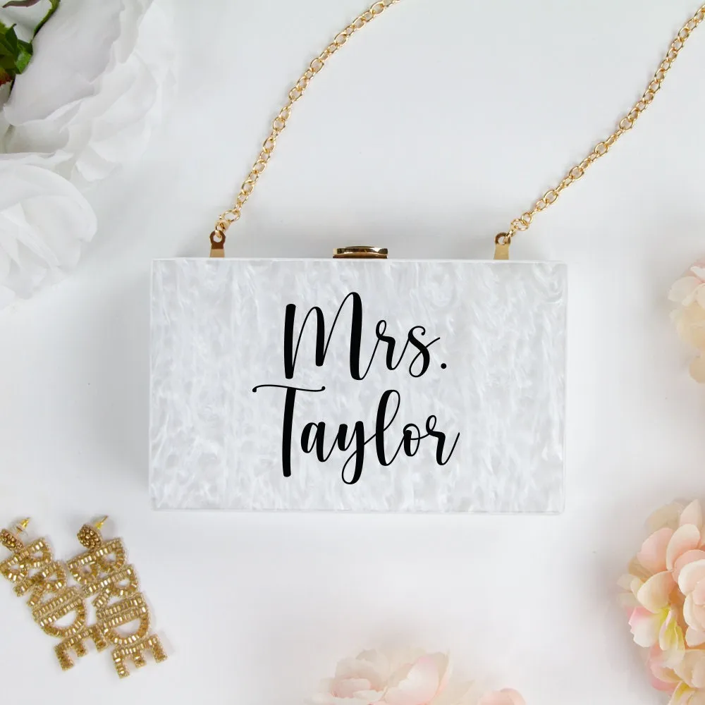 Mrs. Last Name Acrylic Box Clutch