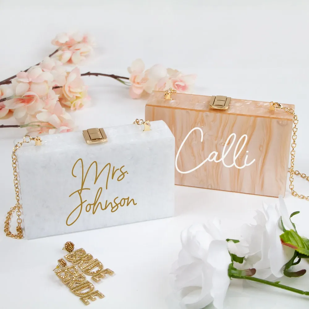 Mrs. Last Name Acrylic Box Clutch