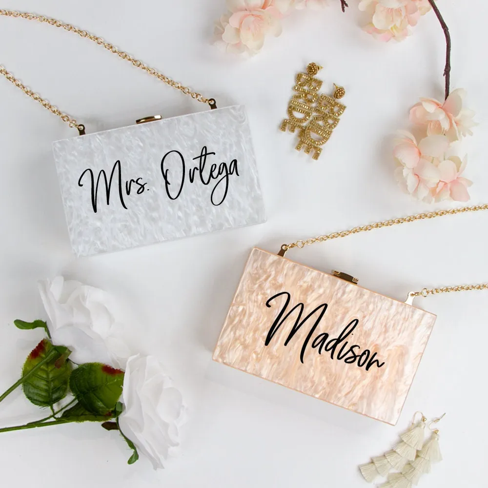 Mrs. Last Name Acrylic Box Clutch