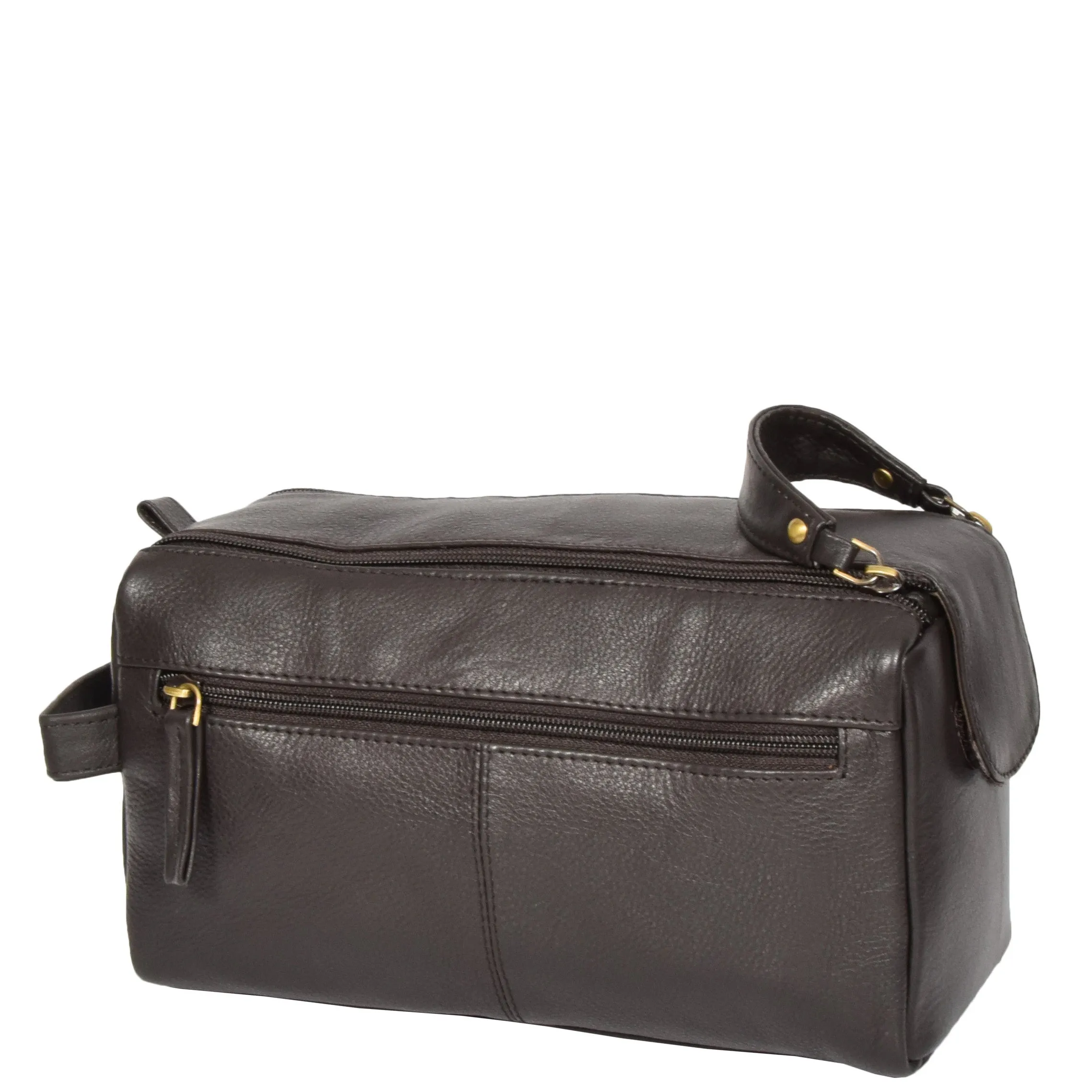 Real Leather Toiletries Bag 997 Brown