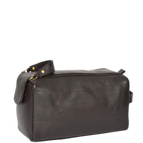 Real Leather Toiletries Bag 997 Brown