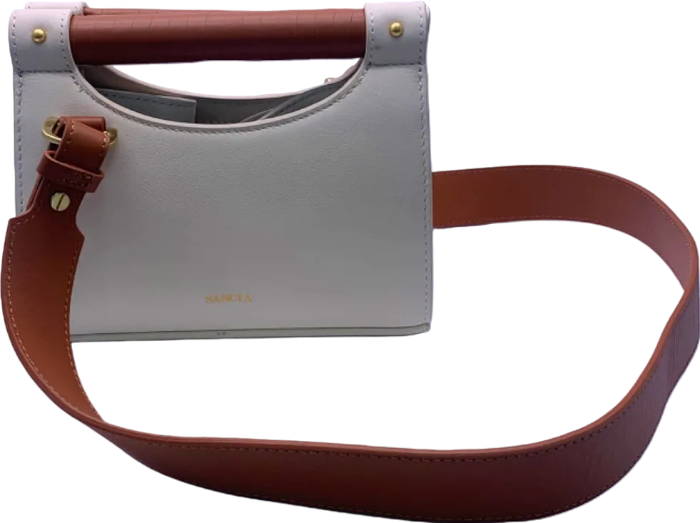Sancia White/Brown The Adalyne Leather Mini Tote Bag