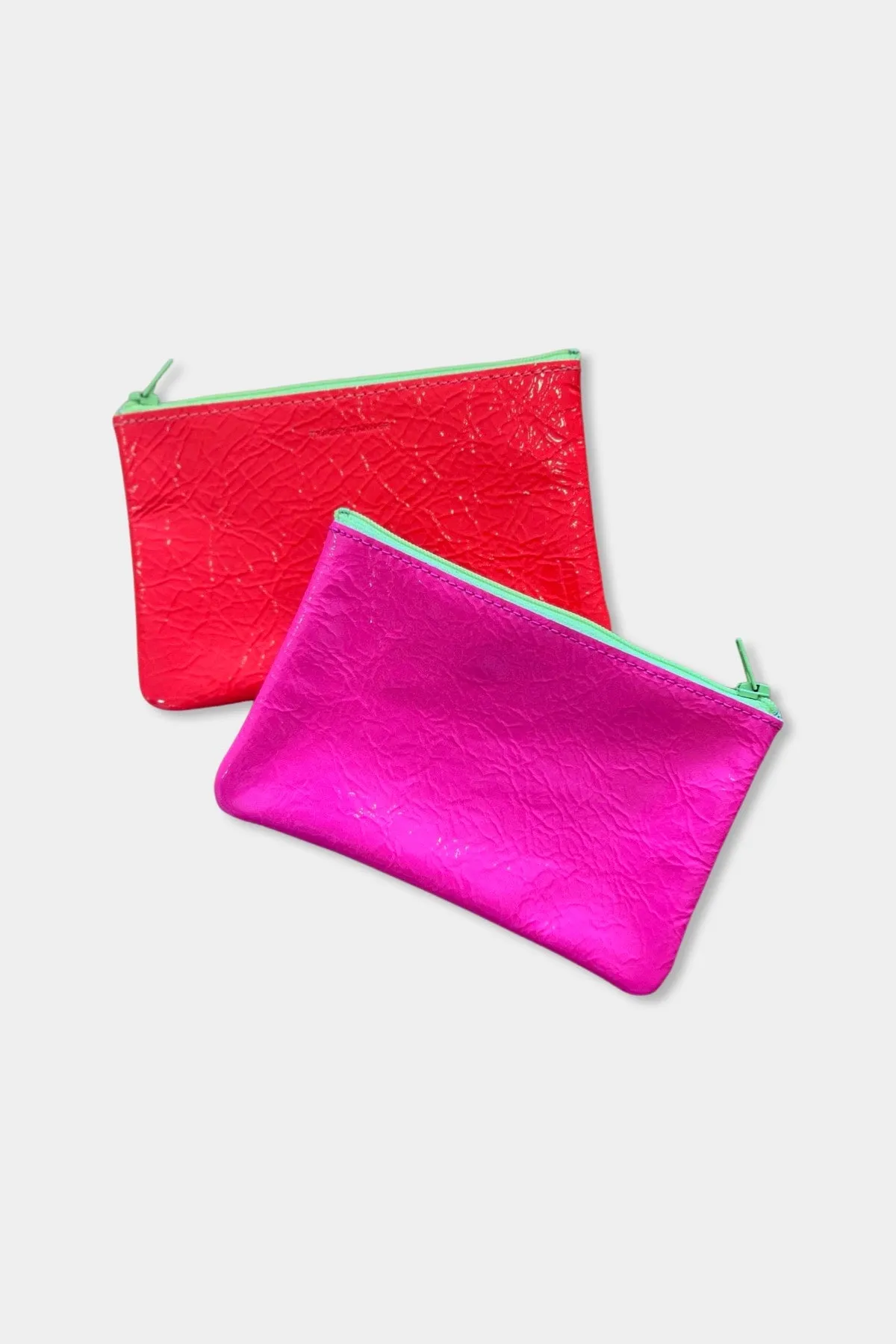 Small Color Block Zip Pouch | Fluoro Pink   Fluoro Red