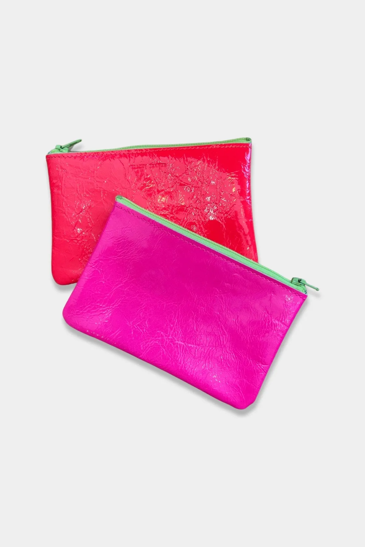 Small Color Block Zip Pouch | Fluoro Pink   Fluoro Red