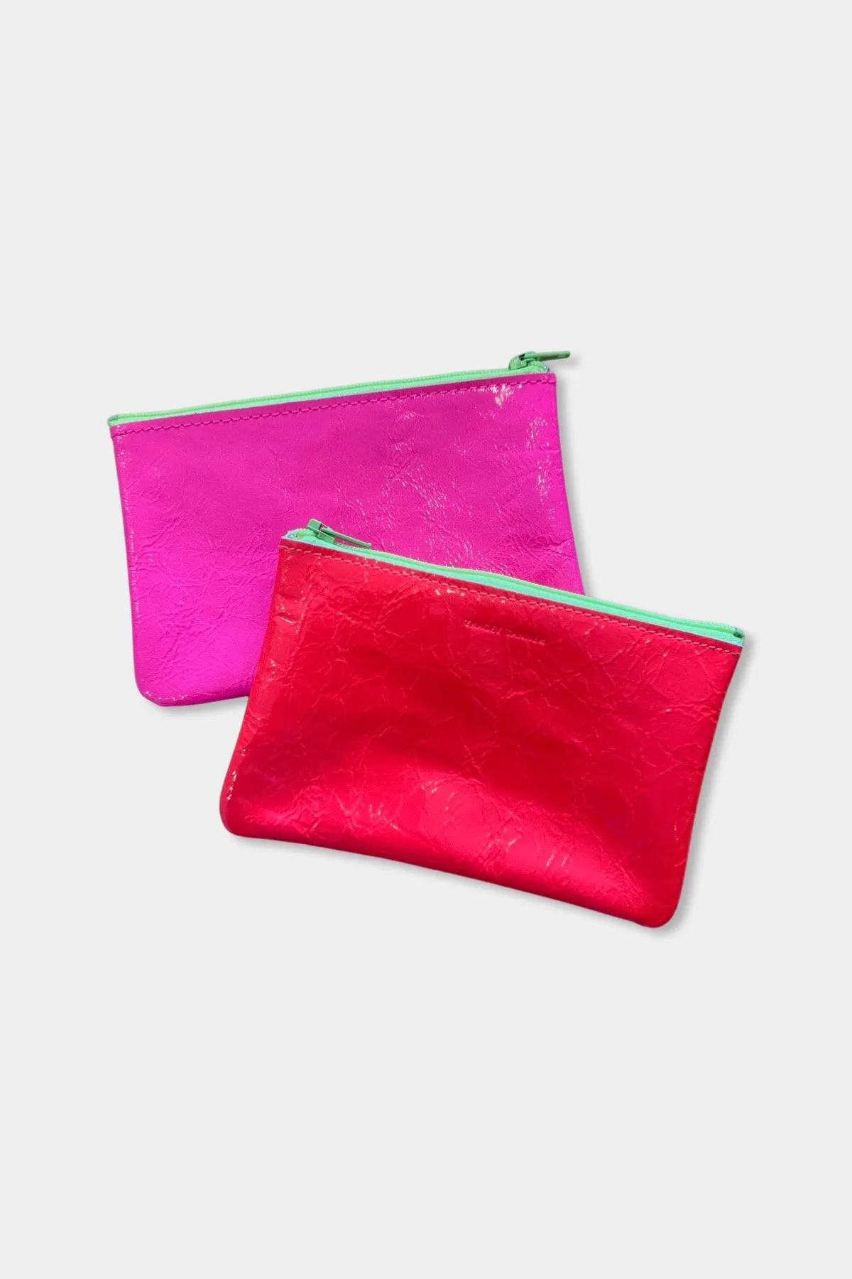 Small Color Block Zip Pouch | Fluoro Pink   Fluoro Red